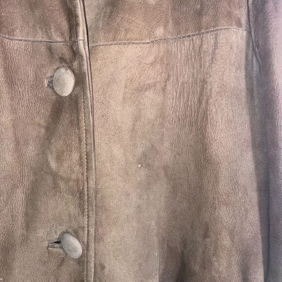Vintage Brown Suede Coat with Fur Collar Mid Century 1950s Retro Classic - Picture 7 of 11